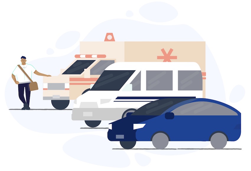 ambulance paramedic car lineup illustration